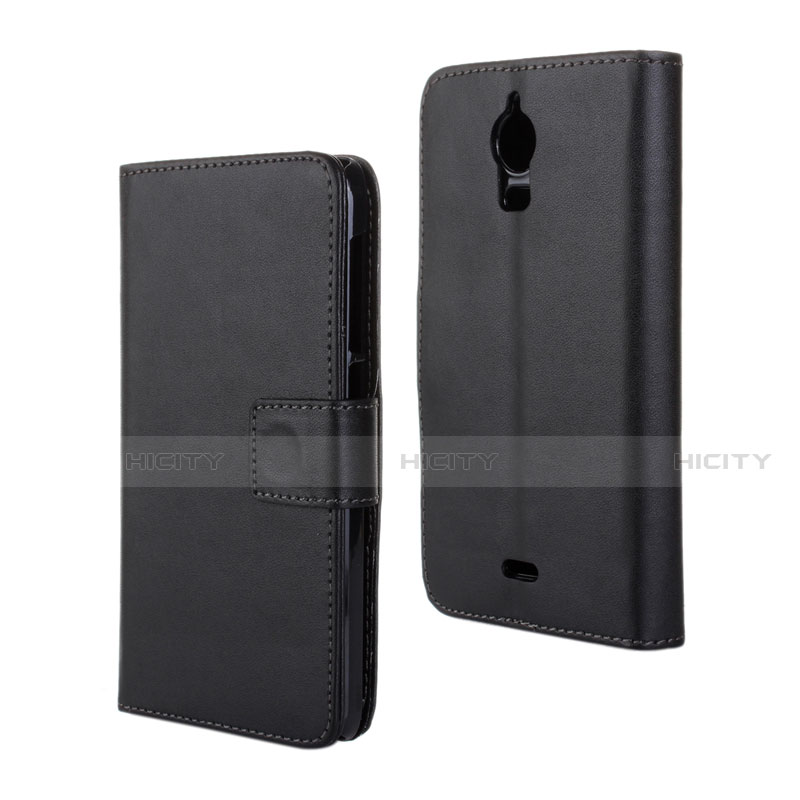 Funda de Cuero Cartera con Soporte Carcasa para Wiko Wax Negro