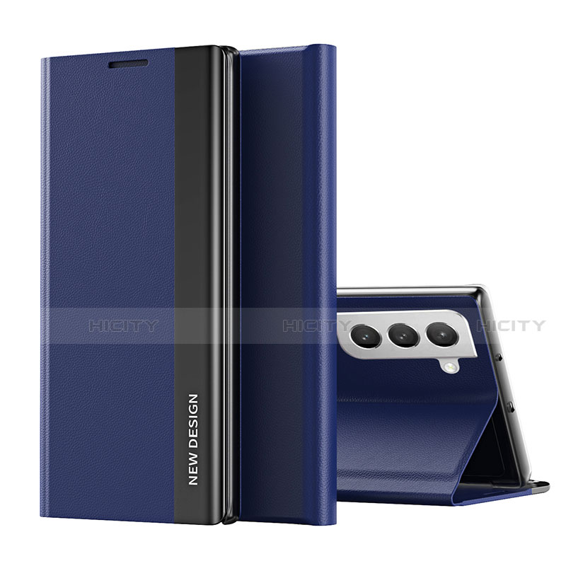 Funda de Cuero Cartera con Soporte Carcasa Q01H para Samsung Galaxy S21 5G Azul