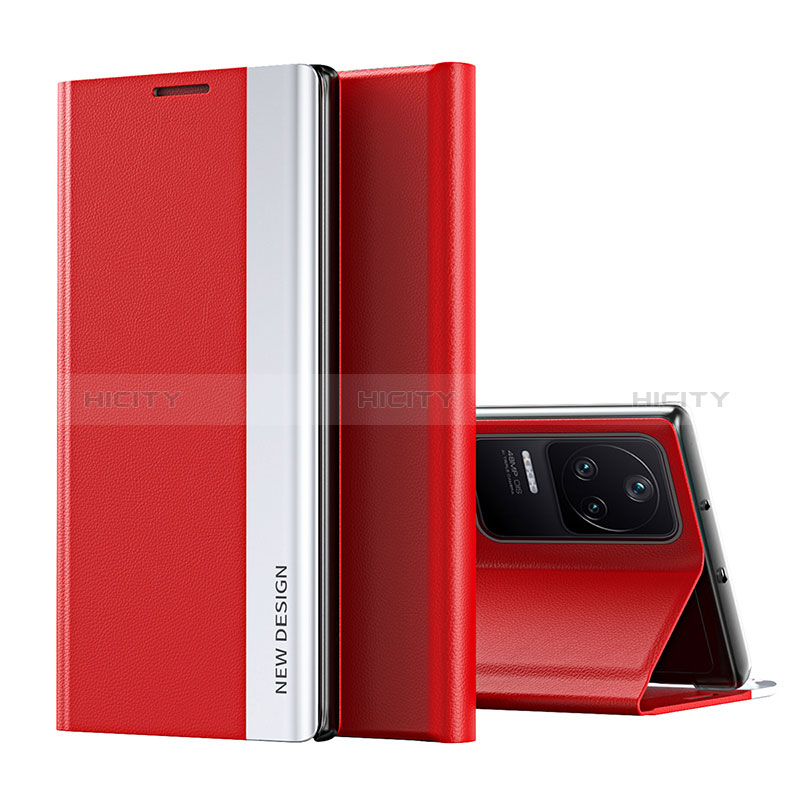 Funda de Cuero Cartera con Soporte Carcasa Q01H para Xiaomi Poco F4 5G Rojo