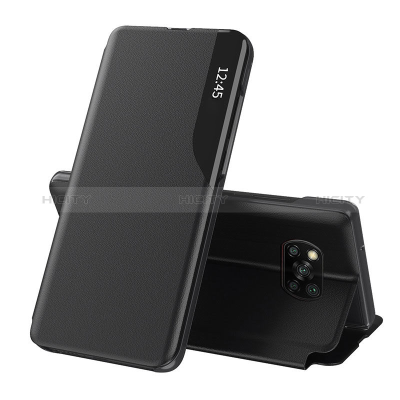 Funda de Cuero Cartera con Soporte Carcasa Q01H para Xiaomi Poco X3 NFC Negro