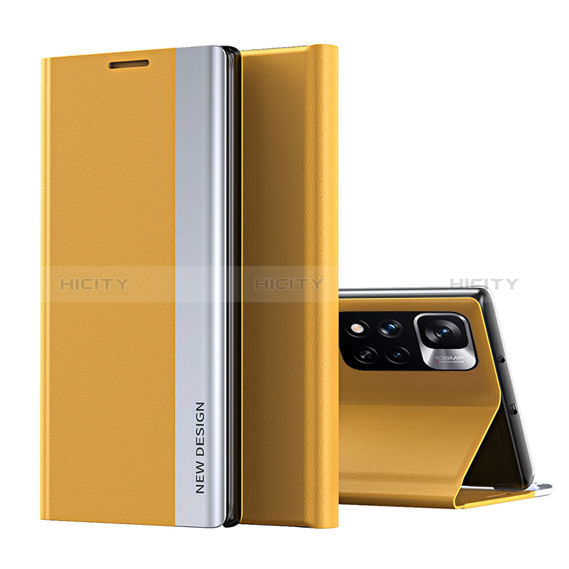 Funda de Cuero Cartera con Soporte Carcasa Q01H para Xiaomi Poco X4 NFC Amarillo