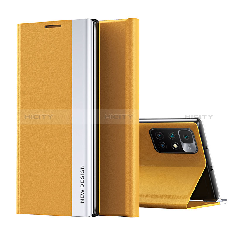 Funda de Cuero Cartera con Soporte Carcasa Q01H para Xiaomi Redmi 10 4G Amarillo