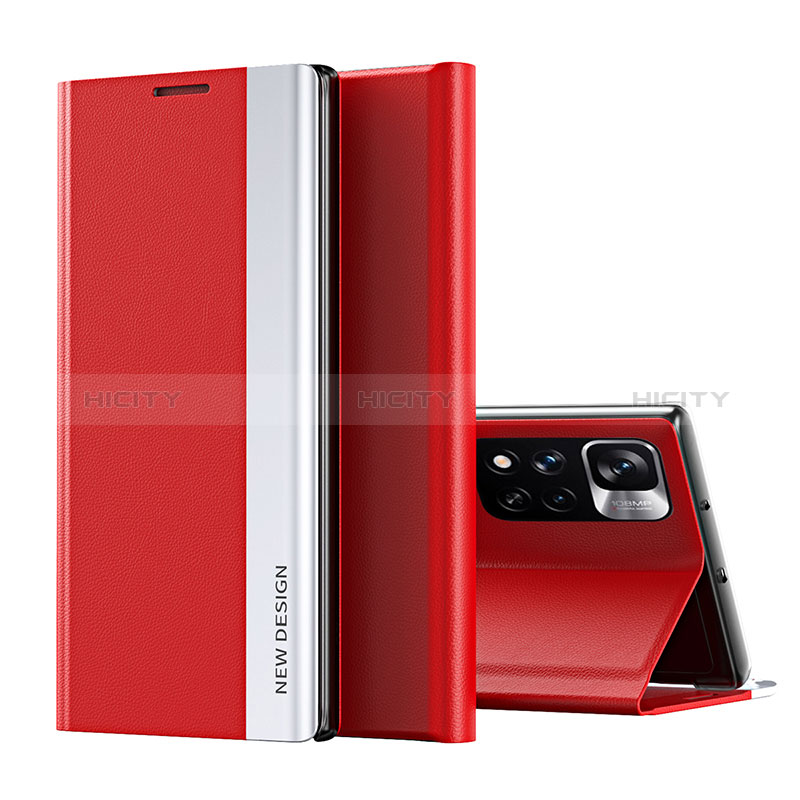 Funda de Cuero Cartera con Soporte Carcasa Q01H para Xiaomi Redmi Note 11 Pro+ Plus 5G Rojo