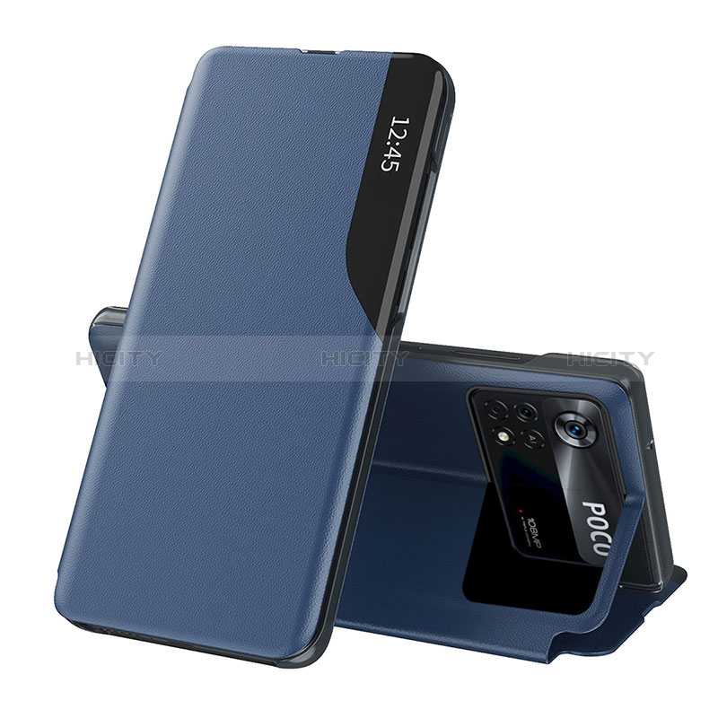 Funda de Cuero Cartera con Soporte Carcasa Q02H para Xiaomi Poco X4 Pro 5G Azul