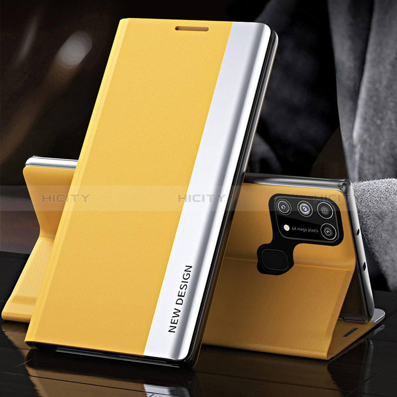 Funda de Cuero Cartera con Soporte Carcasa QH3 para Samsung Galaxy M21s Amarillo