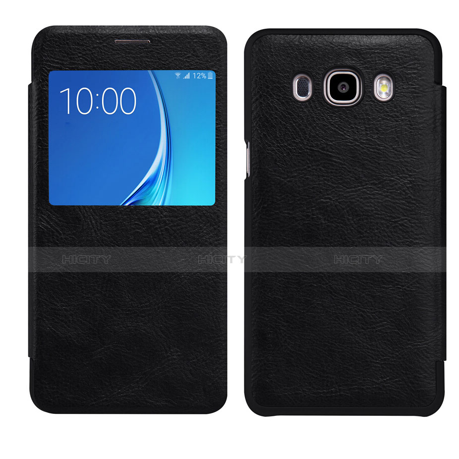 Funda de Cuero Cartera con Soporte Carcasa S01 para Samsung Galaxy J7 (2016) J710F J710FN Negro