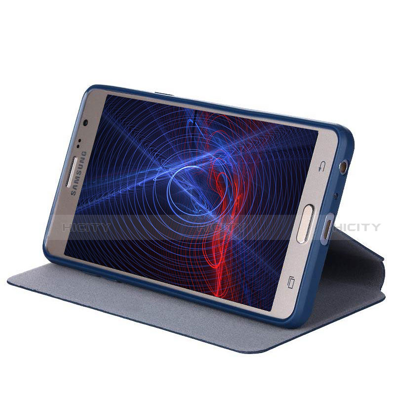 Funda de Cuero Cartera con Soporte Carcasa S01 para Samsung Galaxy On7 G600FY Azul