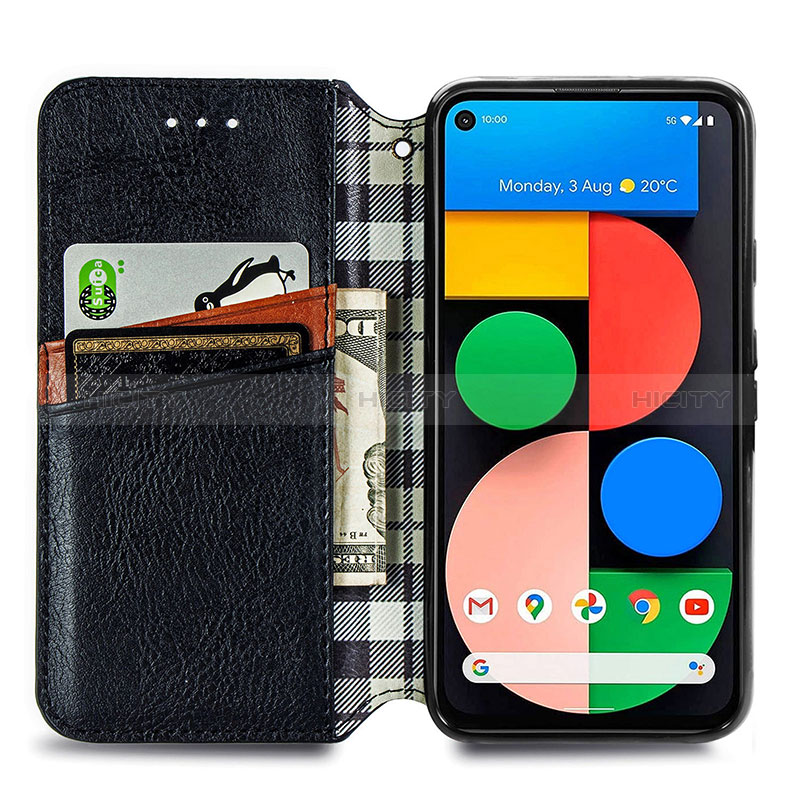 Funda de Cuero Cartera con Soporte Carcasa S01D para Google Pixel 5