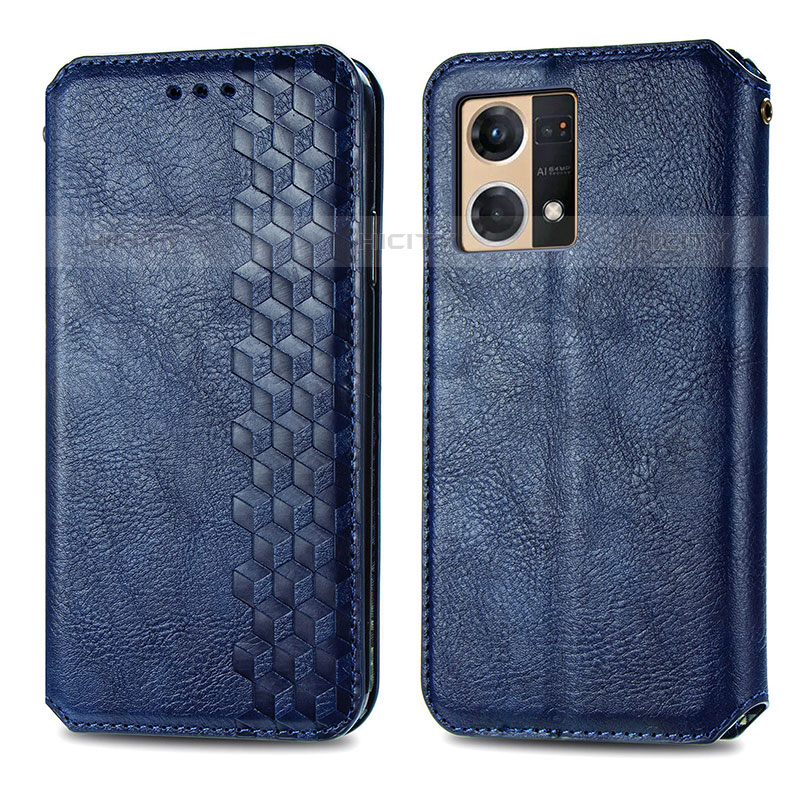 Funda de Cuero Cartera con Soporte Carcasa S01D para Oppo F21 Pro 4G Azul