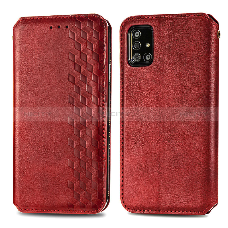 Funda de Cuero Cartera con Soporte Carcasa S01D para Samsung Galaxy A51 5G Rojo