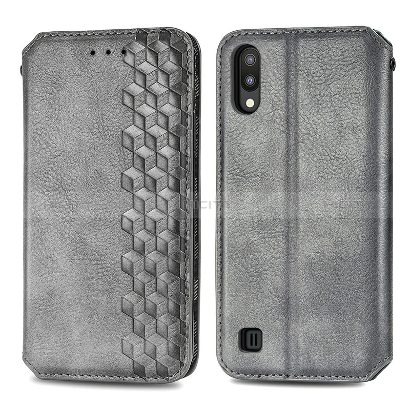 Funda de Cuero Cartera con Soporte Carcasa S01D para Samsung Galaxy M10 Gris