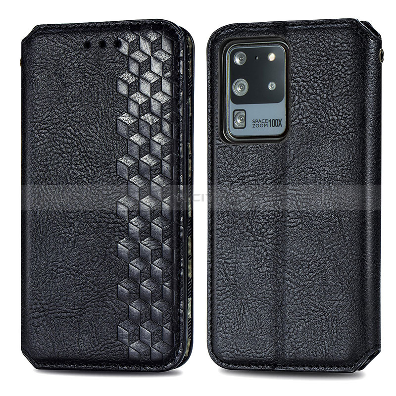 Funda de Cuero Cartera con Soporte Carcasa S01D para Samsung Galaxy S20 Ultra Negro