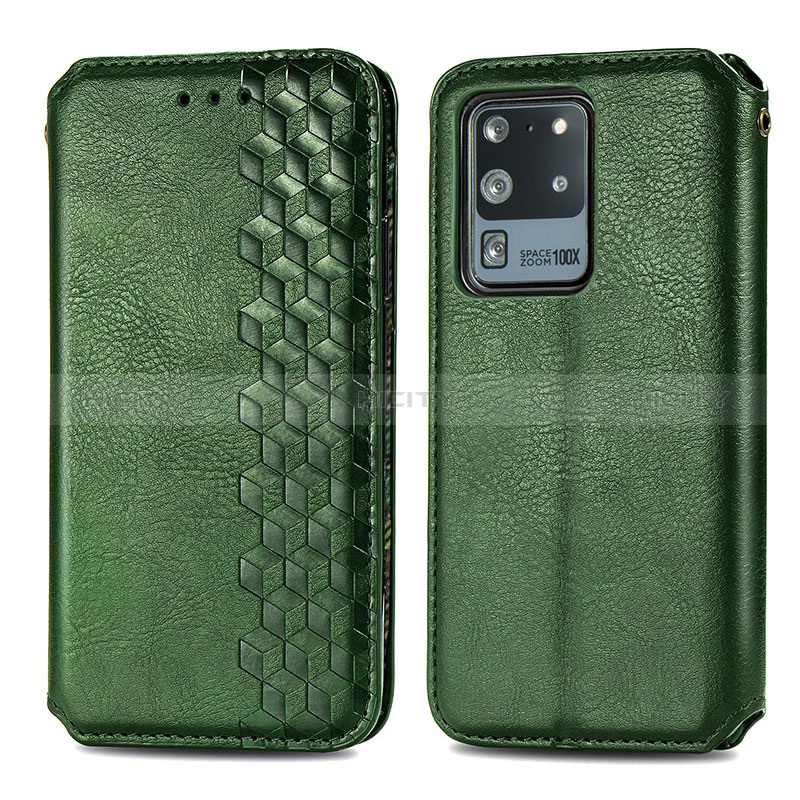 Funda de Cuero Cartera con Soporte Carcasa S01D para Samsung Galaxy S20 Ultra Verde