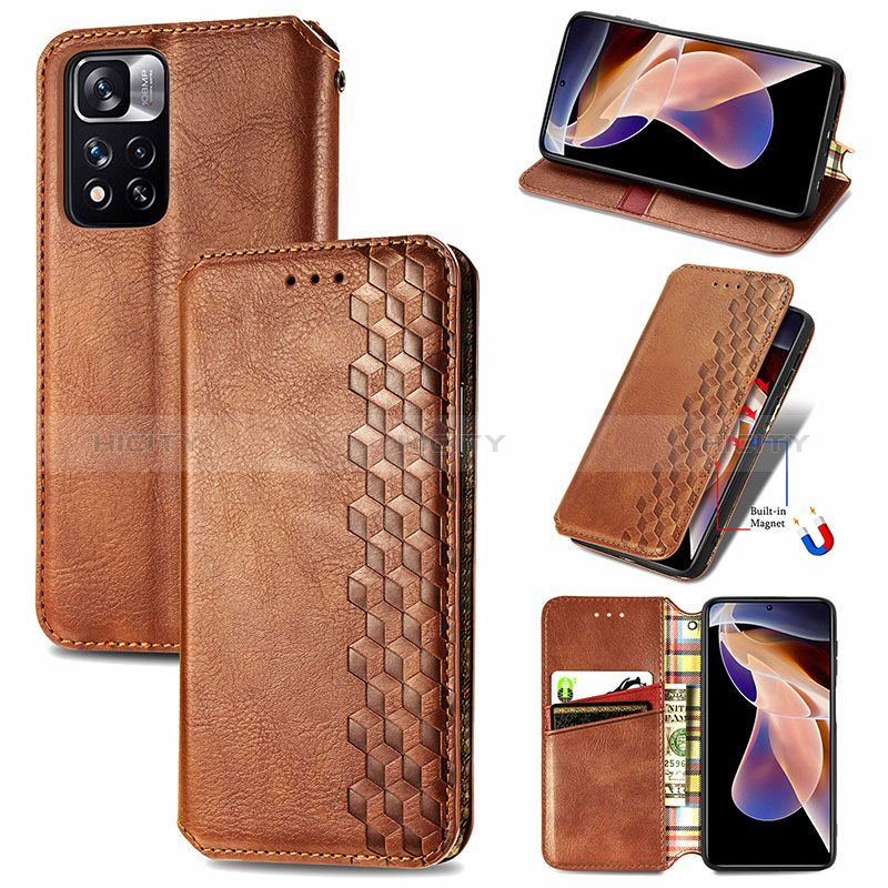 Funda de Cuero Cartera con Soporte Carcasa S01D para Xiaomi Redmi Note 11 Pro+ Plus 5G