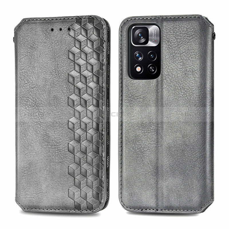 Funda de Cuero Cartera con Soporte Carcasa S01D para Xiaomi Redmi Note 11 Pro+ Plus 5G Gris