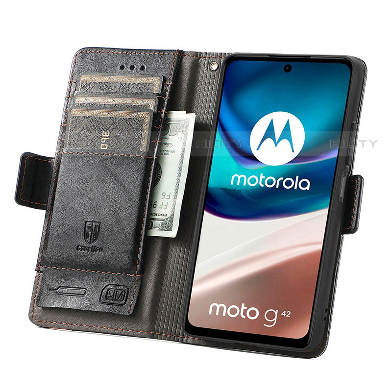 Funda de Cuero Cartera con Soporte Carcasa S02D para Motorola Moto G42