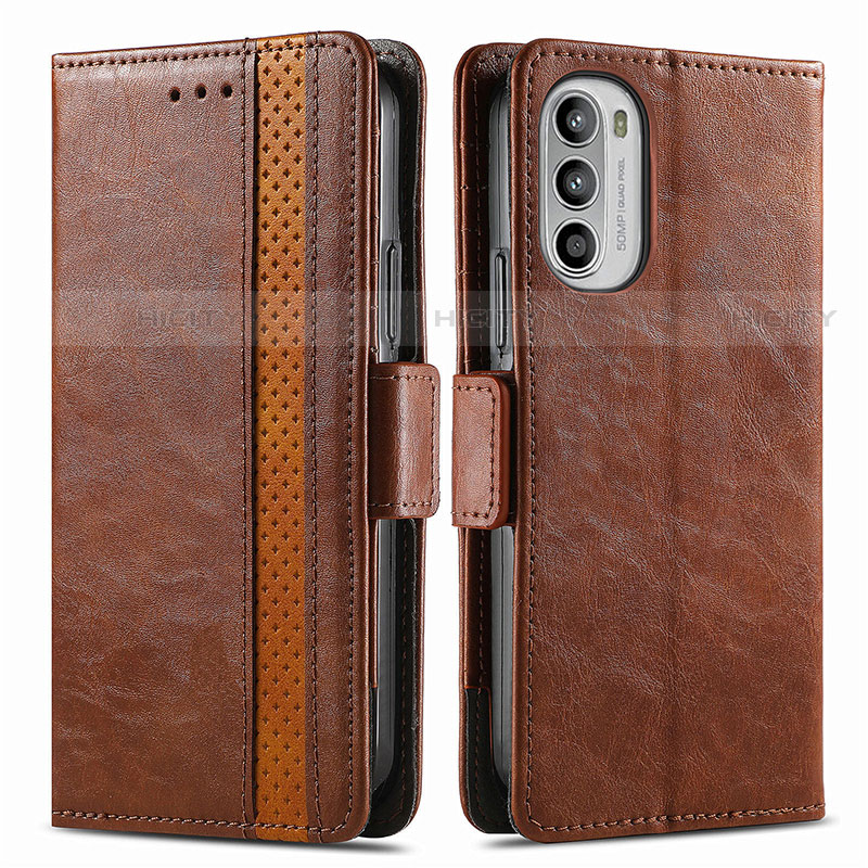 Funda de Cuero Cartera con Soporte Carcasa S02D para Motorola Moto G52j 5G Marron