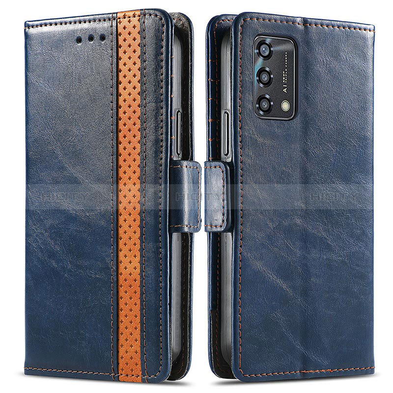 Funda de Cuero Cartera con Soporte Carcasa S02D para Oppo F19 Azul