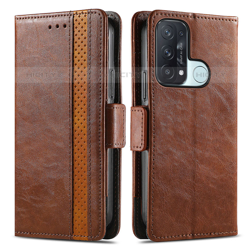 Funda de Cuero Cartera con Soporte Carcasa S02D para Oppo Reno5 A Marron