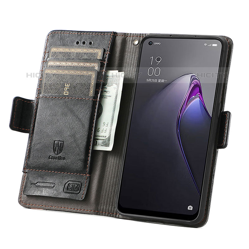 Funda de Cuero Cartera con Soporte Carcasa S02D para Oppo Reno8 5G