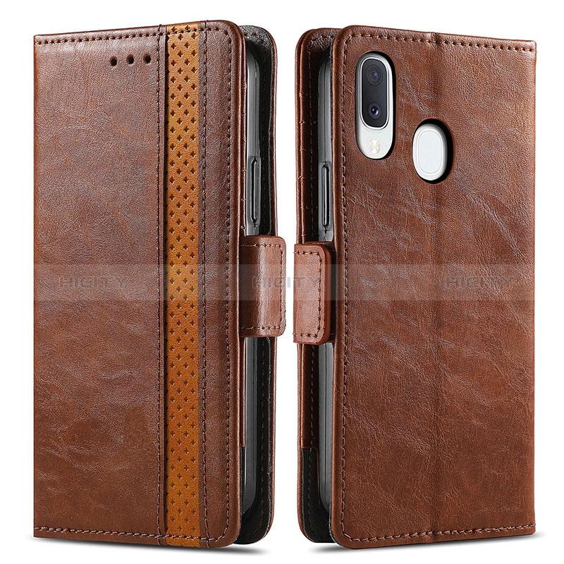 Funda de Cuero Cartera con Soporte Carcasa S02D para Samsung Galaxy A20e Marron