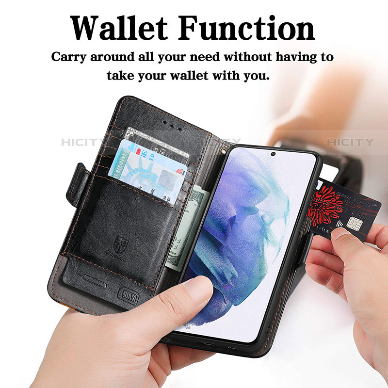 Funda de Cuero Cartera con Soporte Carcasa S02D para Samsung Galaxy S21 FE 5G