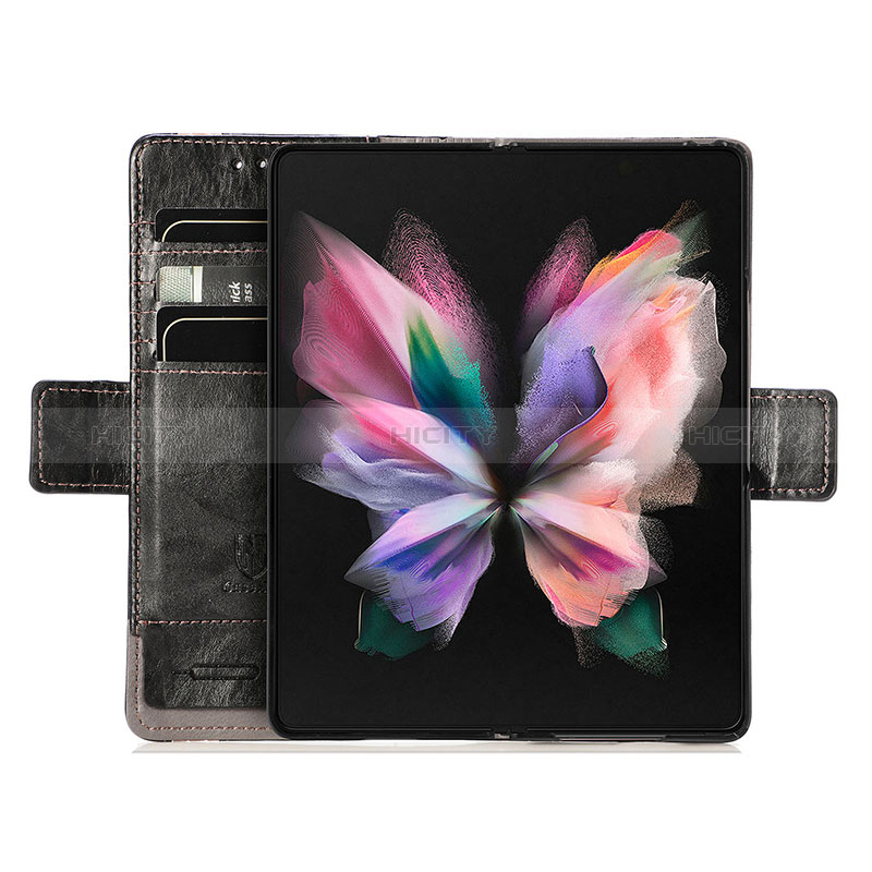 Funda de Cuero Cartera con Soporte Carcasa S02D para Samsung Galaxy Z Fold3 5G