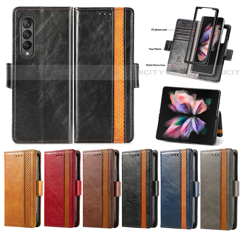 Funda de Cuero Cartera con Soporte Carcasa S02D para Samsung Galaxy Z Fold4 5G