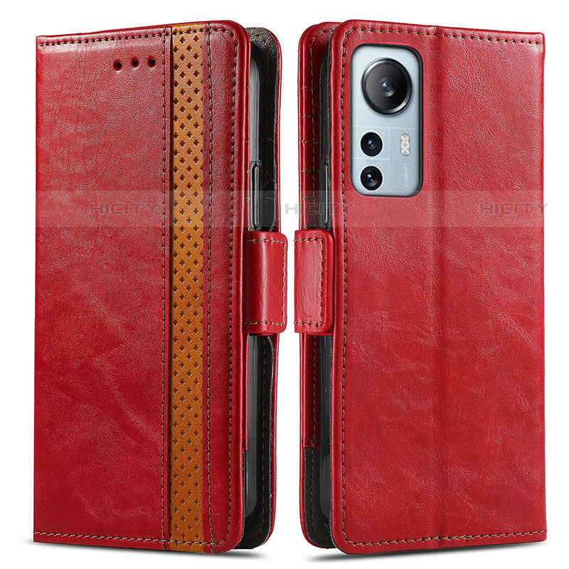 Funda de Cuero Cartera con Soporte Carcasa S02D para Xiaomi Mi 12 Lite 5G Rojo