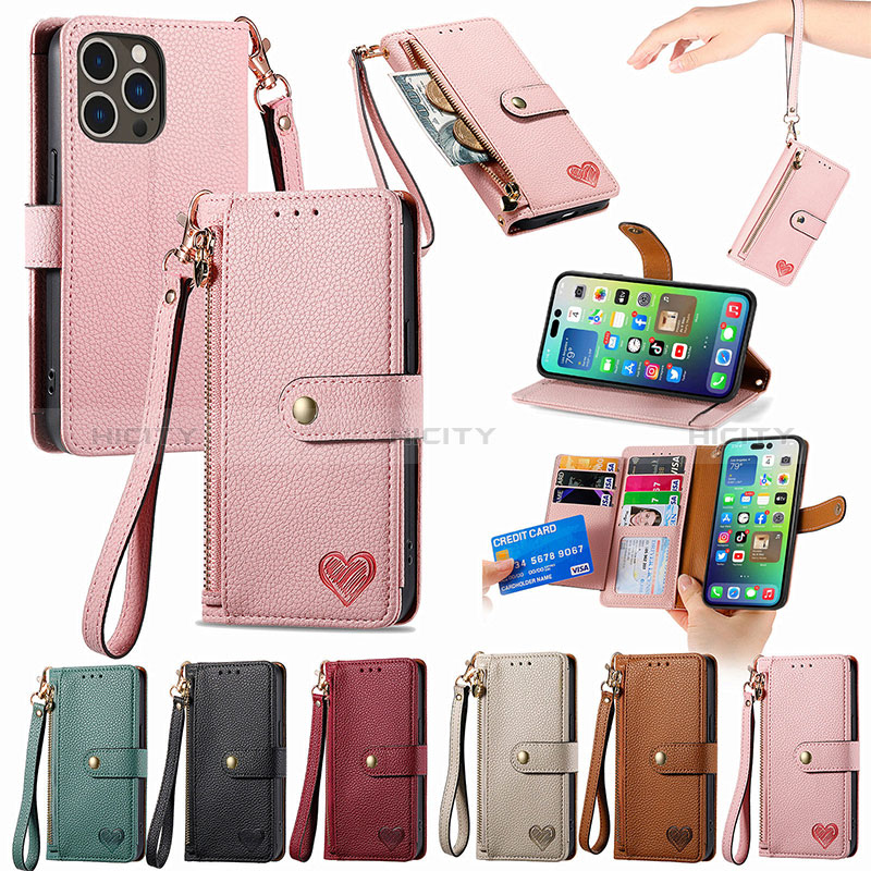 Funda de Cuero Cartera con Soporte Carcasa S03D para Apple iPhone 13 Pro