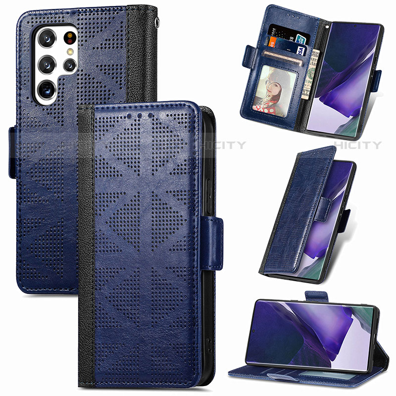 Funda de Cuero Cartera con Soporte Carcasa S03D para Samsung Galaxy S22 Ultra 5G