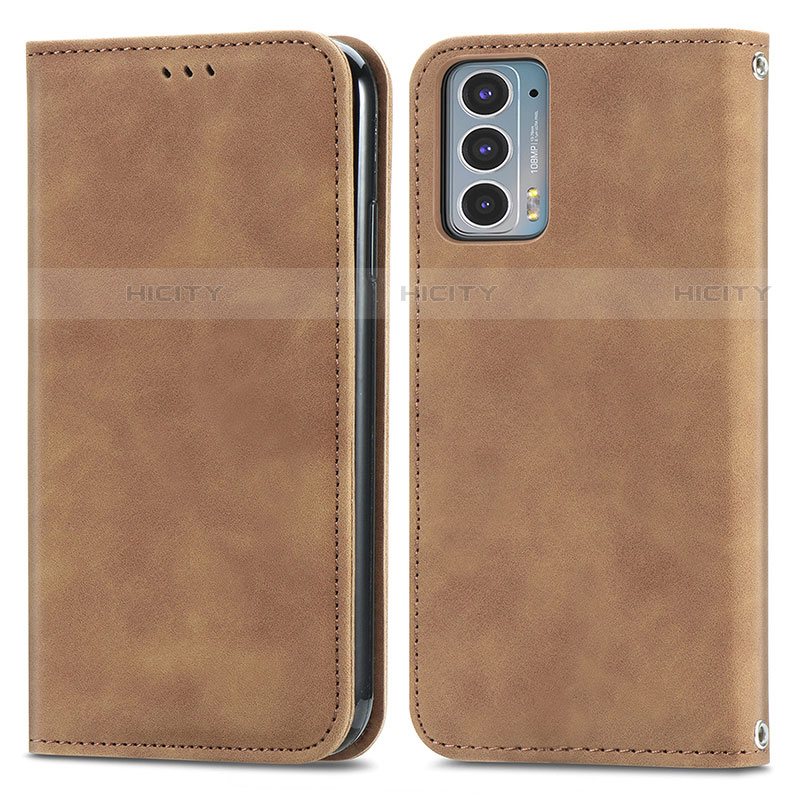 Funda de Cuero Cartera con Soporte Carcasa S04D para Motorola Moto Edge 20 5G Marron