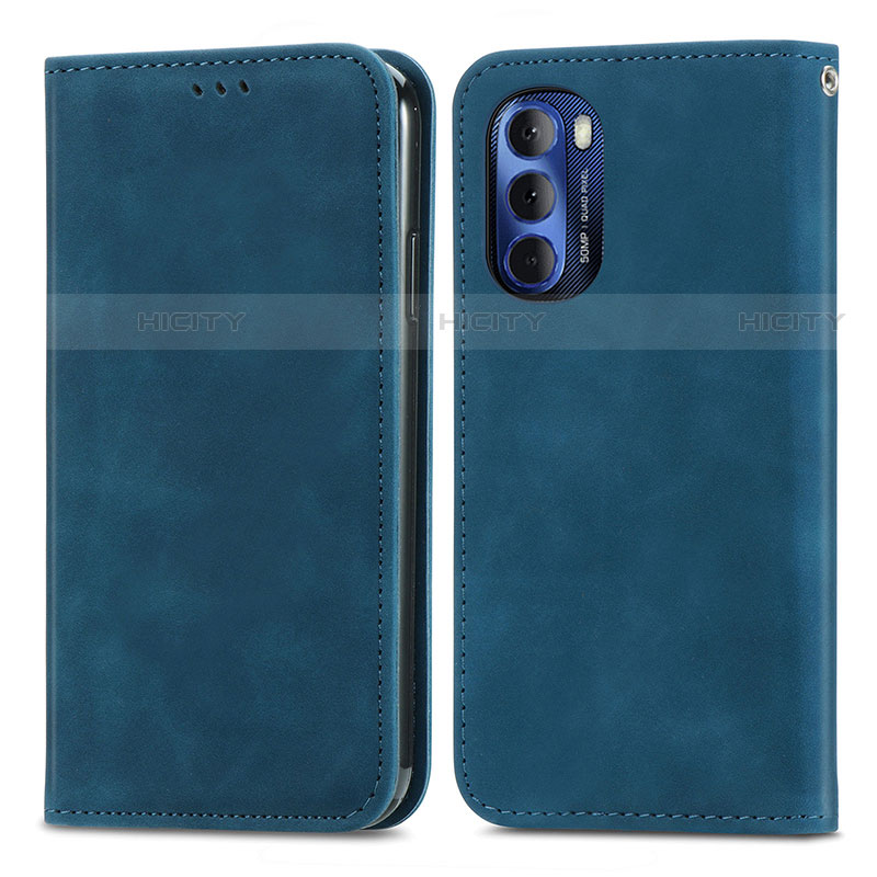 Funda de Cuero Cartera con Soporte Carcasa S04D para Motorola Moto G Stylus (2022) 4G Azul