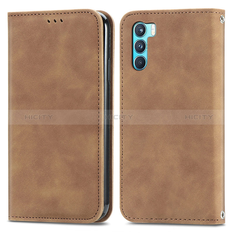 Funda de Cuero Cartera con Soporte Carcasa S04D para Oppo K9 Pro 5G Marron