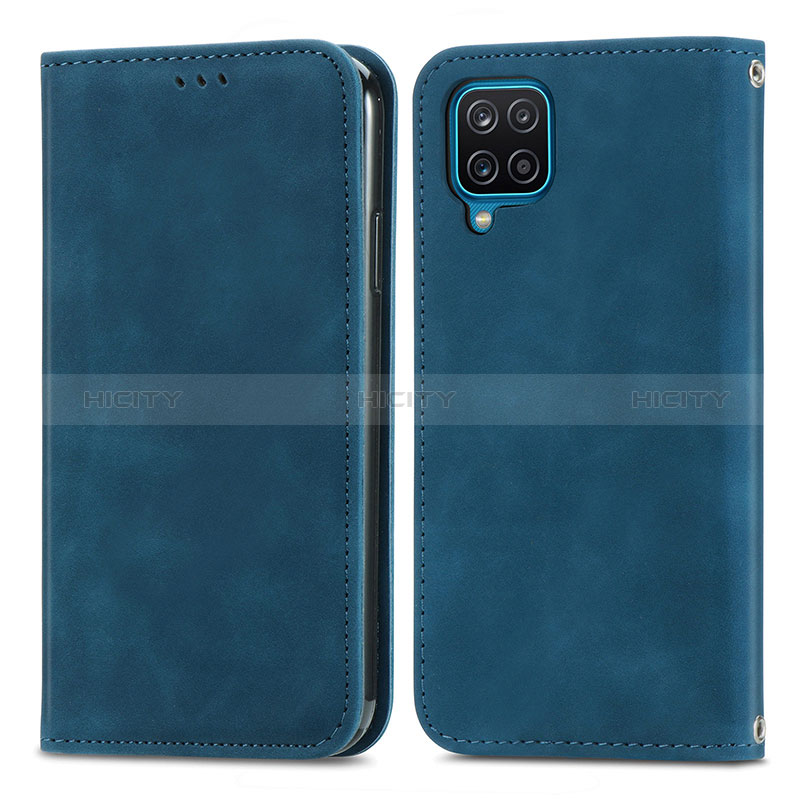 Funda de Cuero Cartera con Soporte Carcasa S04D para Samsung Galaxy F12 Azul