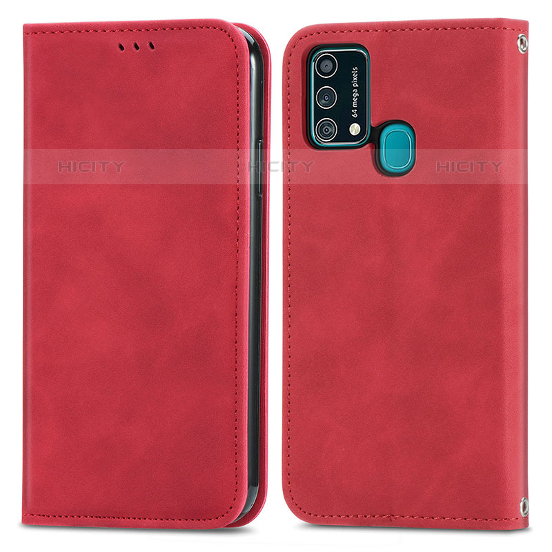 Funda de Cuero Cartera con Soporte Carcasa S04D para Samsung Galaxy F41 Rojo