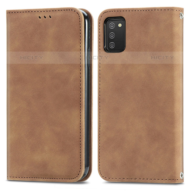 Funda de Cuero Cartera con Soporte Carcasa S04D para Samsung Galaxy M02s Marron