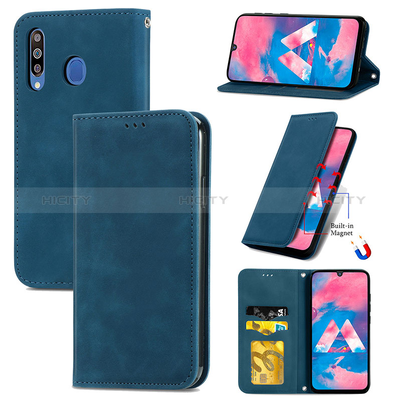 Funda de Cuero Cartera con Soporte Carcasa S04D para Samsung Galaxy M30