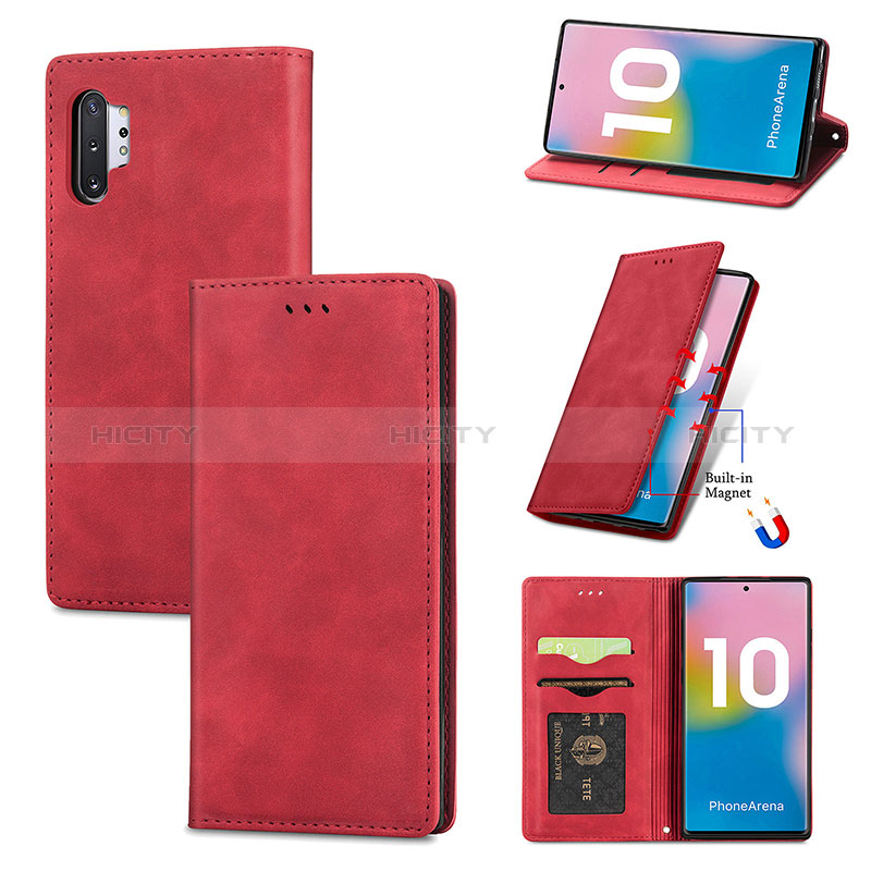 Funda de Cuero Cartera con Soporte Carcasa S04D para Samsung Galaxy Note 10 Plus 5G