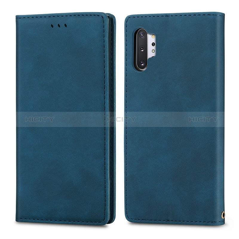 Funda de Cuero Cartera con Soporte Carcasa S04D para Samsung Galaxy Note 10 Plus 5G Azul
