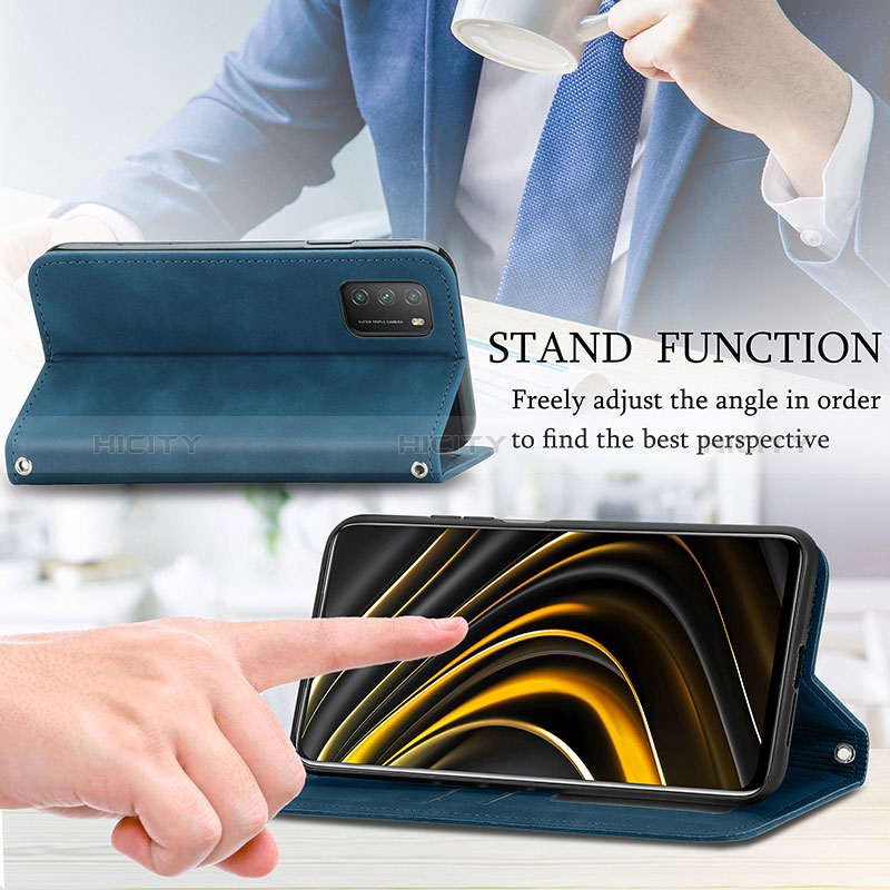 Funda de Cuero Cartera con Soporte Carcasa S04D para Xiaomi Poco M3