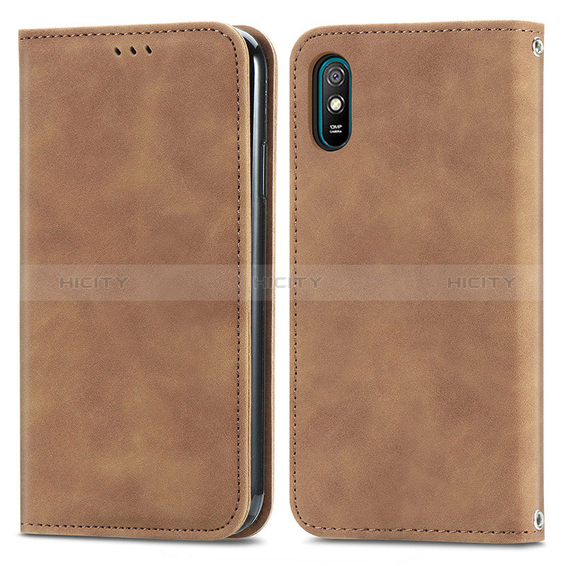 Funda de Cuero Cartera con Soporte Carcasa S04D para Xiaomi Redmi 9A Marron