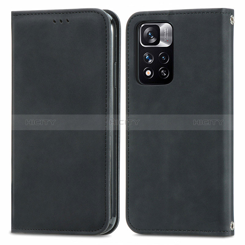 Funda de Cuero Cartera con Soporte Carcasa S04D para Xiaomi Redmi Note 11 Pro+ Plus 5G Negro