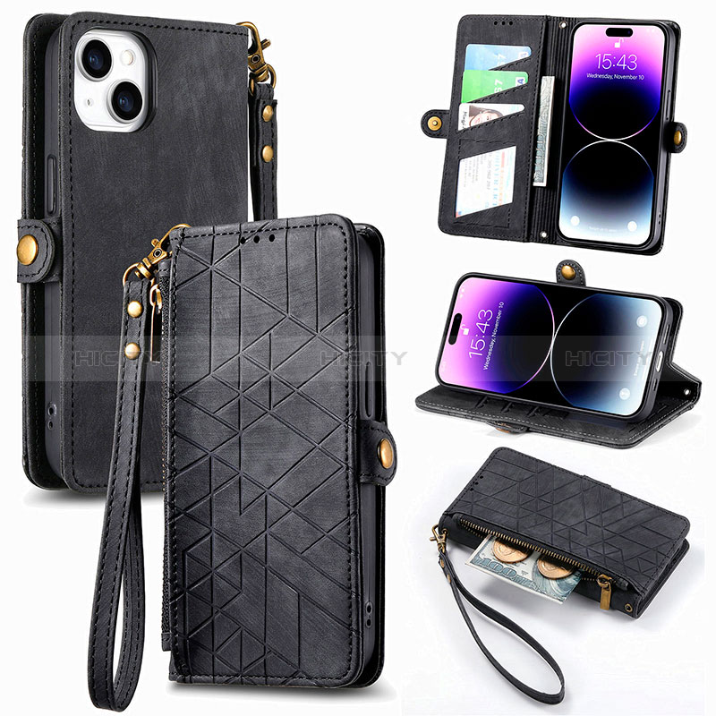 Funda de Cuero Cartera con Soporte Carcasa S05D para Apple iPhone 13