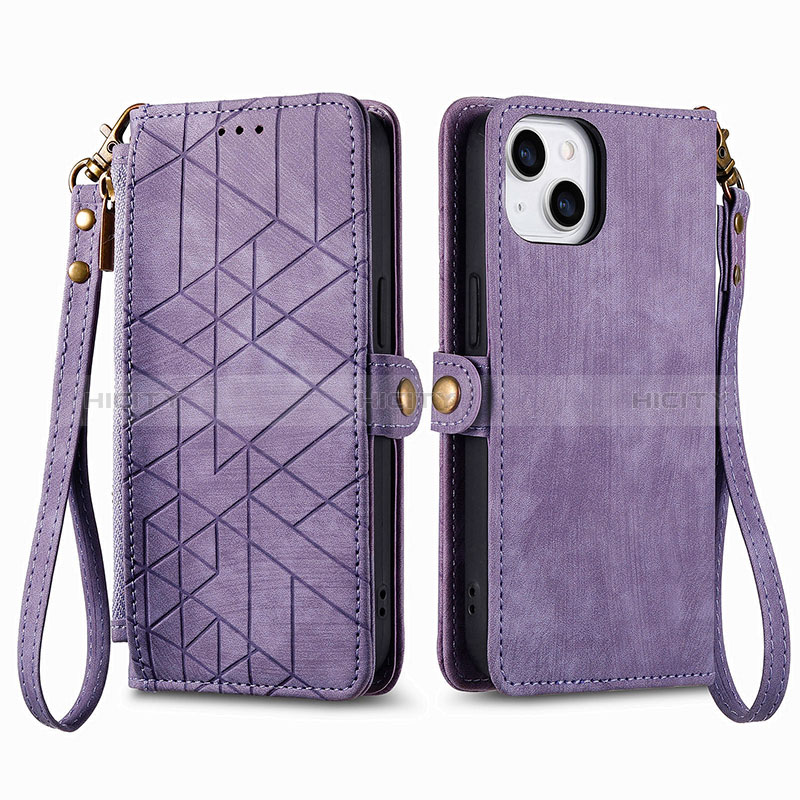 Funda de Cuero Cartera con Soporte Carcasa S05D para Apple iPhone 14 Plus