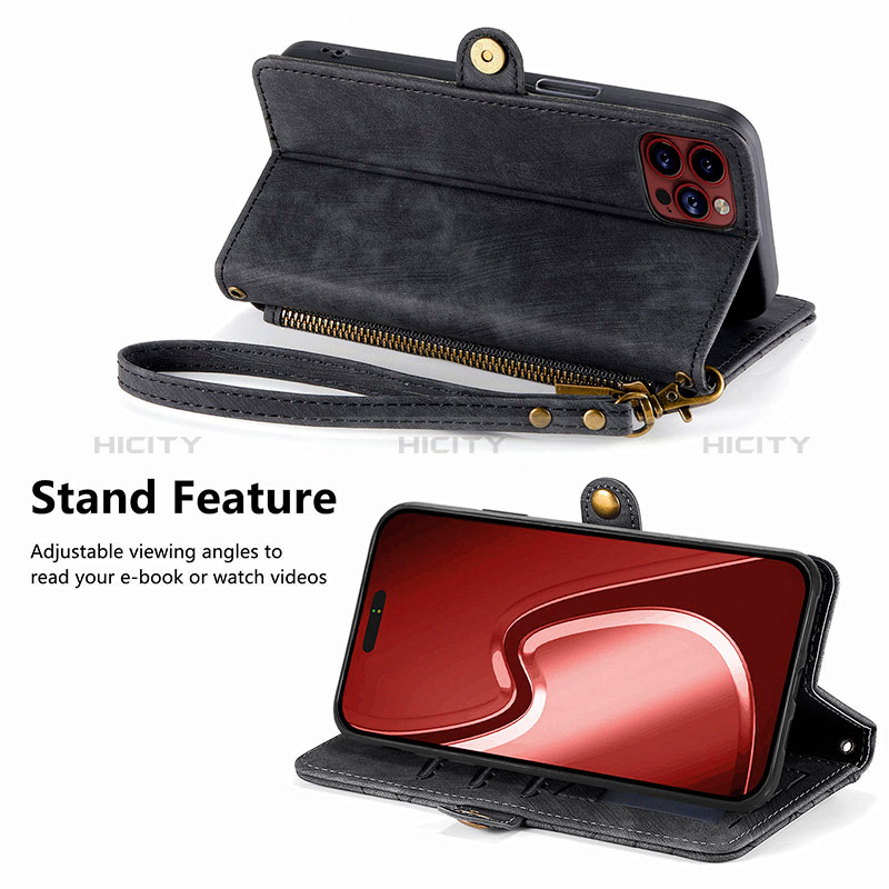 Funda de Cuero Cartera con Soporte Carcasa S05D para Apple iPhone 14 Pro