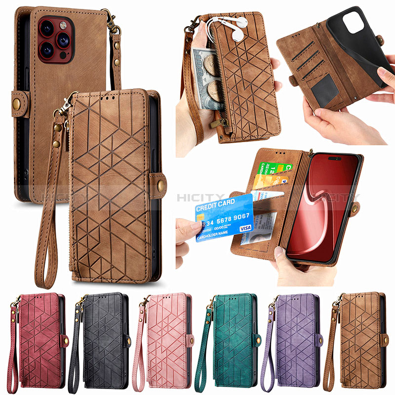 Funda de Cuero Cartera con Soporte Carcasa S05D para Apple iPhone 14 Pro