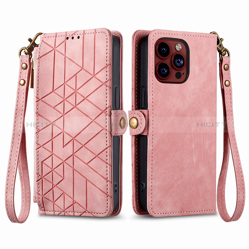 Funda de Cuero Cartera con Soporte Carcasa S05D para Apple iPhone 14 Pro Max