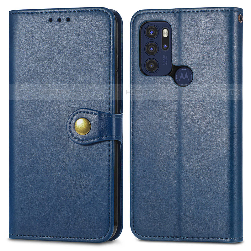 Funda de Cuero Cartera con Soporte Carcasa S05D para Motorola Moto G60s Azul