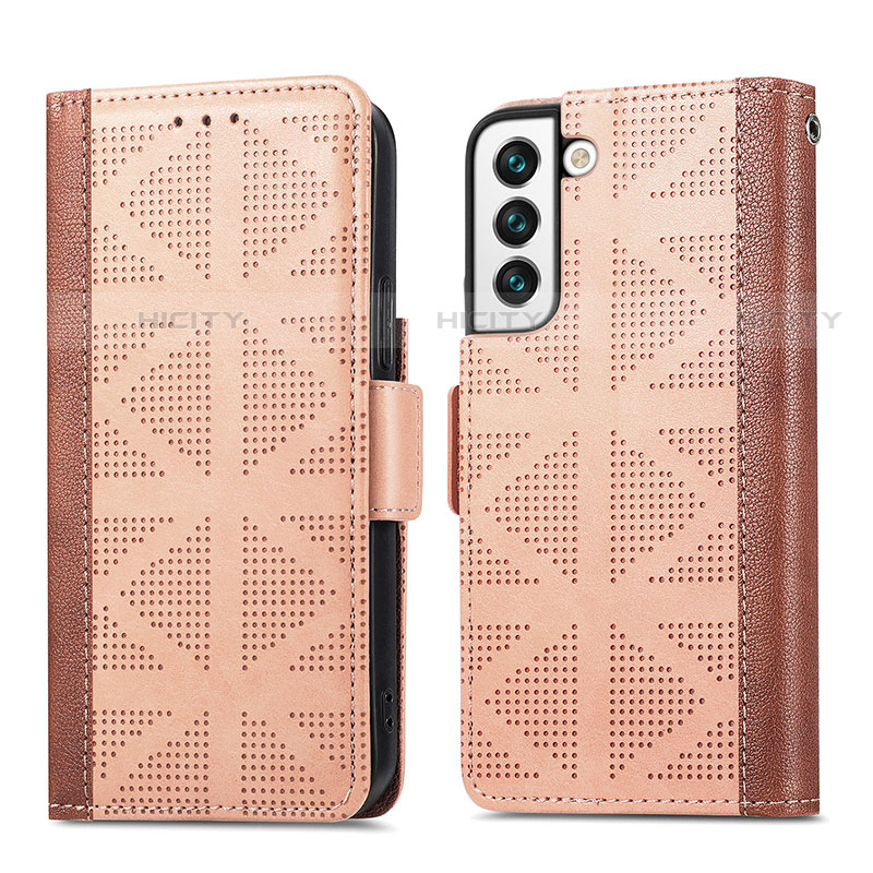 Funda de Cuero Cartera con Soporte Carcasa S06D para Samsung Galaxy S21 5G Marron Claro